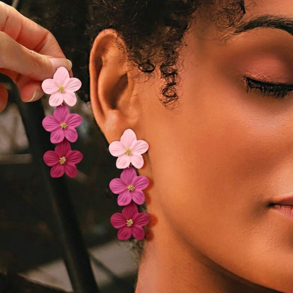 Flower Pendant Earrings - Picture 3 of 7